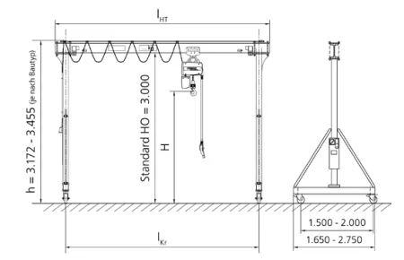 Single-girder full-portal crane with I-beam girder