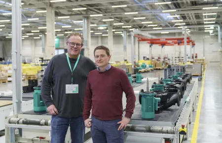 Well planned and a lot achieved: Stephan Böing, Project Manager at Wilo (right) and Axel Ditz, Managing Director of DART Fördertechnik GmbH.